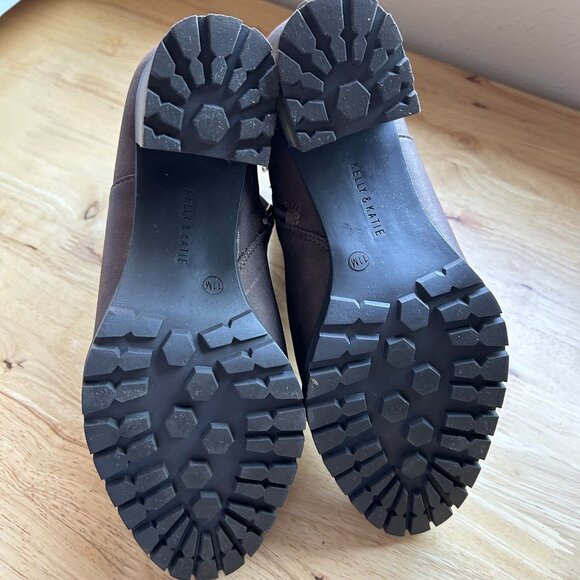 Kelly & Katie Women's Ankle Boots Size 11M Brown Faux Suede Chunky Heel Side Zip - Picture 7 of 8